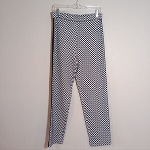 St. John Houndstooth Knit Pull On Pant Trousers Size M Black White